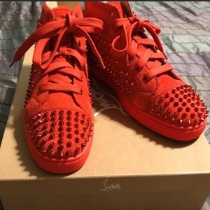 AUTHENTIC LIKE NEW WOMANS RED SPIKED LOUBOUTINS SIZE 37.5